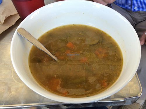 vegan vegetable pesto soup  at Cafe Hey in Tampa