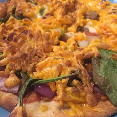 vegan flatbread pizza at Downtown Central Perk in Davenport