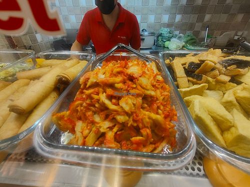 Spring roll and mock items at Vegetarian Stall - Jurong Point 2 in West Singapore