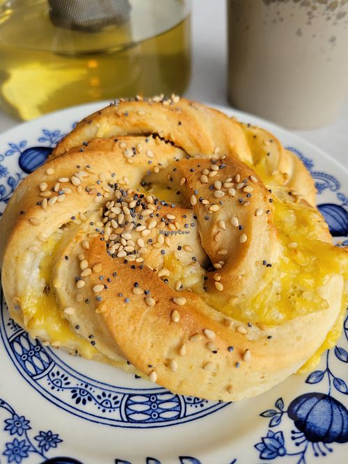 Cheese bun & green tea at Plantan Kaffihús in Reykjavik