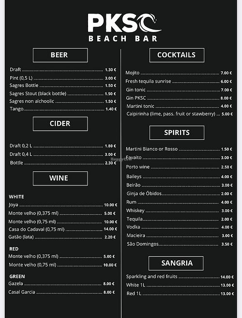 drinks  at PKSC | Peniche Kite & Surf Center in Peniche