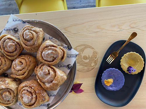 GF Golden Milk & GF Blueberry Tarts, Hemp Seed Cinnamon Rolls   at Fern's Diner + Drinkery in Cascade