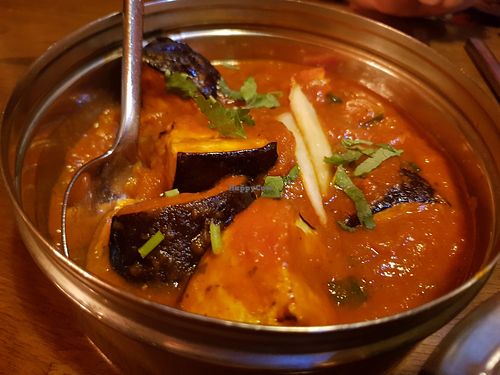Smoked aubergines in spiced sauce at Delhi 6 in South Shields