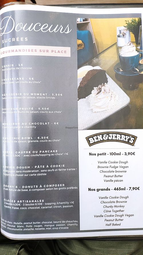 Ice-cream menu at Le Chat'Ren'Thé - CatCoffee & Restaurant in La Rochelle