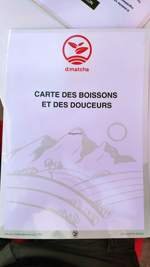 Menu cover at D:matcha in La Rochelle