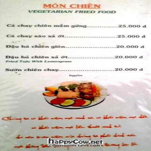 Menu at Di Lac in Thu Dau Mot