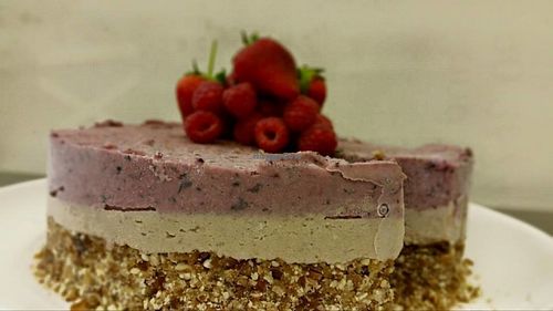 Dairy free berry cheesecake at The Greenhouse Cafe in Altrincham