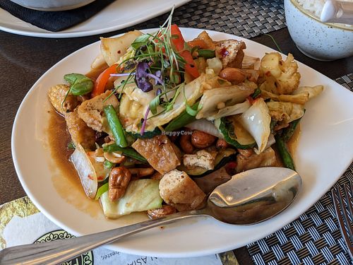 Tofu and courgette cashew nut stir fry (made vegan on request) at Palm Pan Asia in Winchester