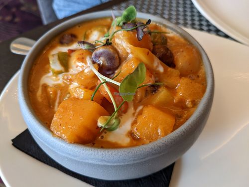 Pineapple and pumpkin red curry (vegan) at Palm Pan Asia in Winchester
