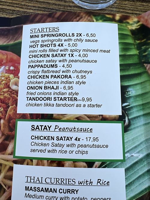 Menu  at INDIANA JOHNS CALA DOR in Mallorca