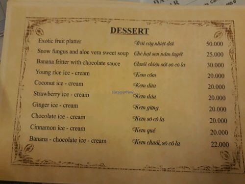 Desserts Menu at Minh Hien in Hoi An