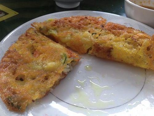 banh xeo, Vietnamese pancake, part of set menu for 2 at Minh Hien in Hoi An