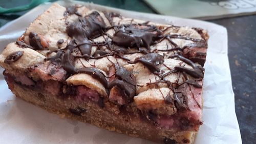 Raspberry ruffle cookie pie (vg) at Sip & Sugar in Redcar