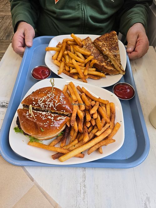 Double Cheeseburger and Grilled Reuben sandwich at Strong Hearts in Buffalo
