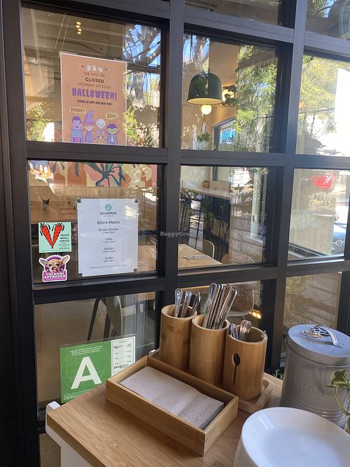 Arriving at Seabirds Kitchen w/Cute Utensil Counter  at Seabirds Kitchen in Los Angeles