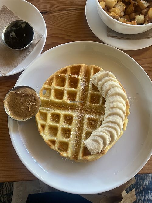 Classic Waffle w/Almond Butter + Bananas   at Seabirds Kitchen in Los Angeles