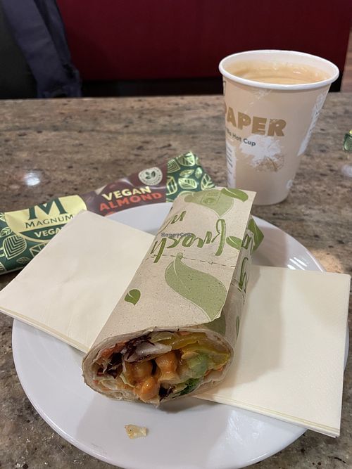 Half avocado wrap, vegan magnum and soy latte.   at MUC - Wiener's - T2 in Munich