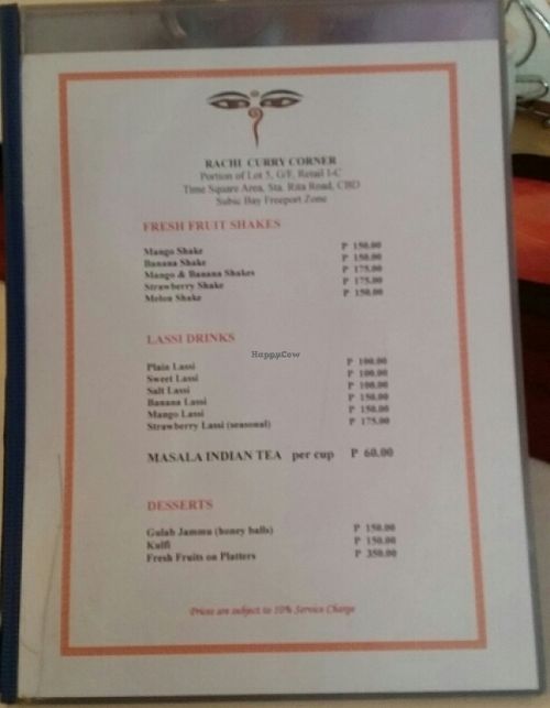 menu 1 at Rachi Curry Corner in Subic Bay