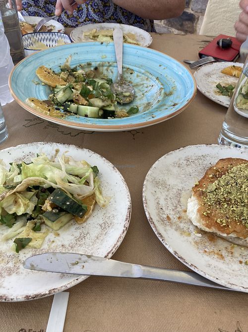 Several salads to choose from   at Thymari Restaurant in Aegina