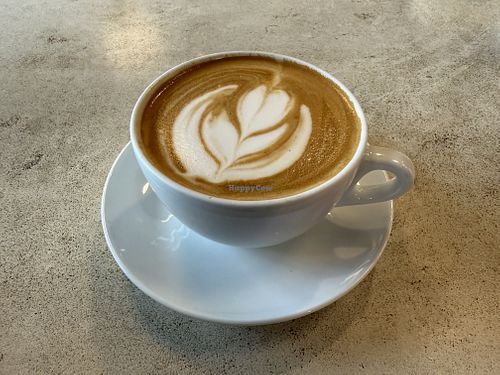 Vegan Almond Milk Latte  at Origin Coffee in Saranac Lake