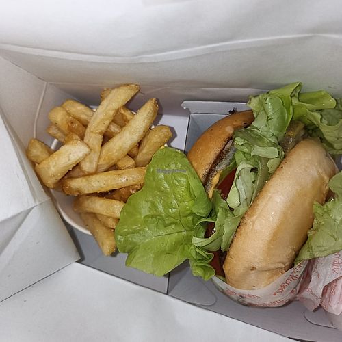 Vegan burger with Buds patty at Betty's Burgers in Glen Waverley
