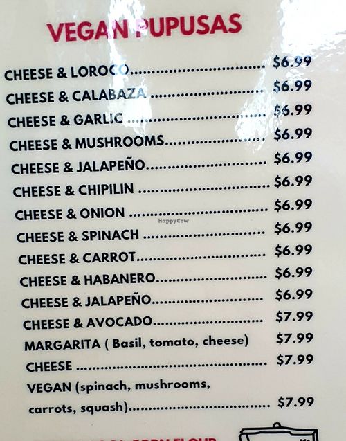 vegan menu at La Sabrosa Sweets in Los Angeles