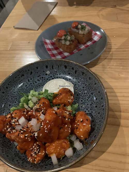 Korean cauliflower and loaded hash browns   at Communion Brewing Co in Burnie
