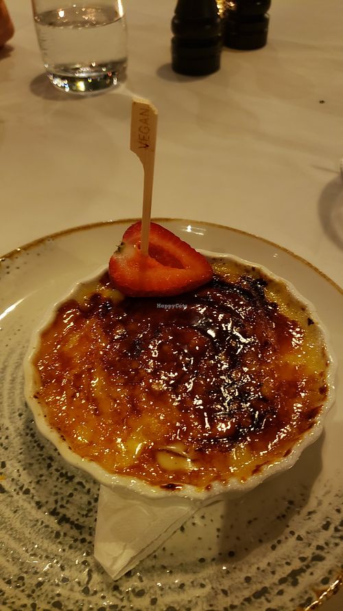 Vegan creme brulée (coconut based) at The Charcoal Steak House in Kitchener