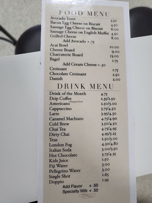 Menu at Royal T Cafe in Kings Mountain