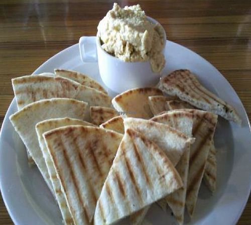 pita bread and plain hummus (red pepper hummus also available) at Brew in Traverse City