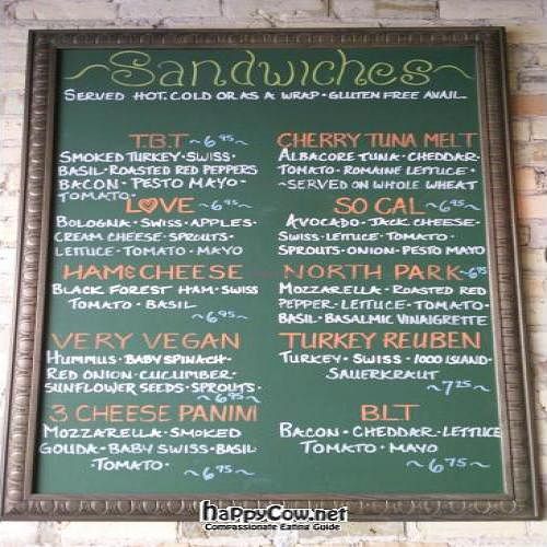 sandwich menu at Brew in Traverse City