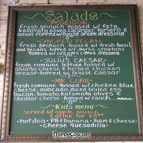 salad menu at Brew in Traverse City