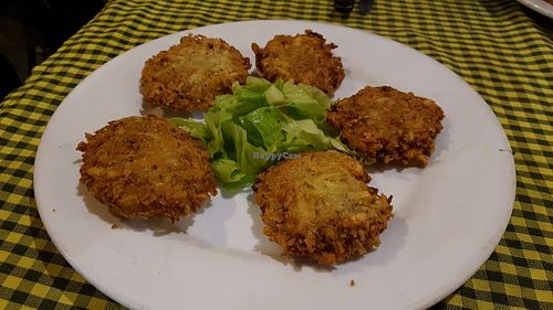 Mushroom and potato fritters at Veggie Tables in Vang Vieng