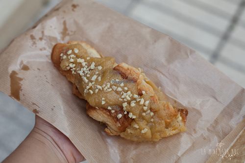 Almond croissant. I was assured it's vegan and ordered it to go. It was great but I have a pretty strong feeling they actually put honey in it.  at Tres Semillas in Alicante