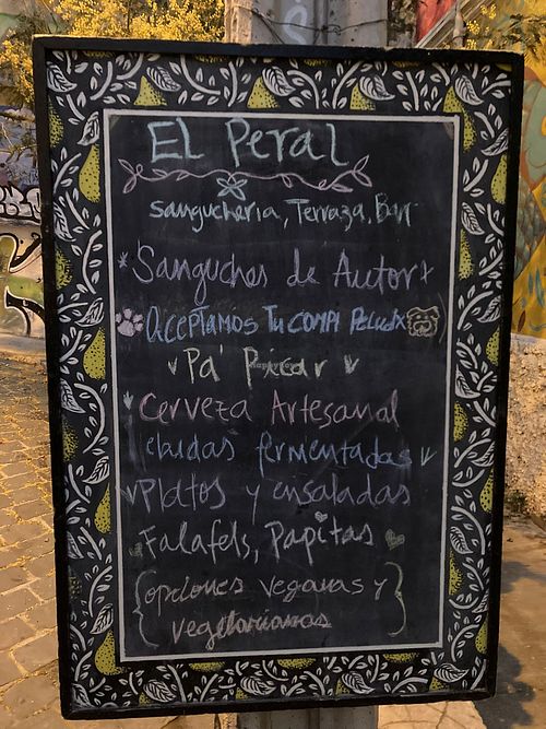 outside black board at El Peral Valparaiso in Valparaiso