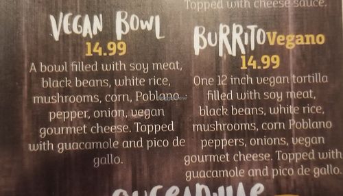 They have vegan cheese! at Azul Tequila Authentic Mexican Cuisine in Seymour
