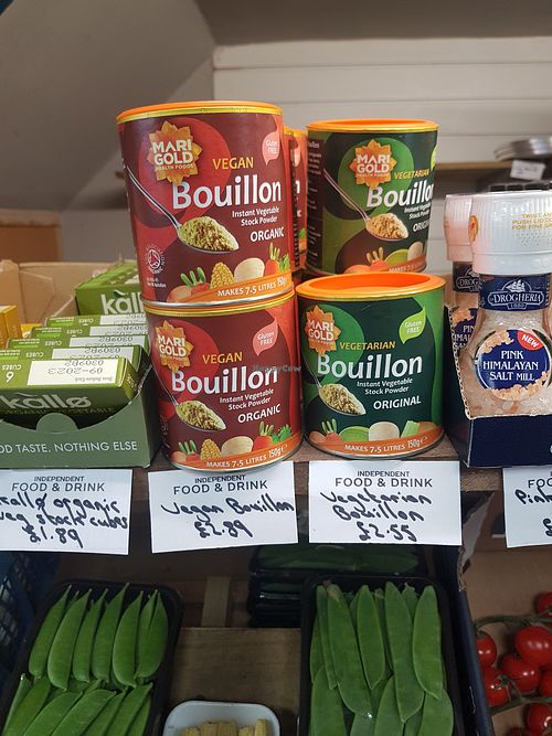 Vegan stock at Independent Food & Drink in Seahouses