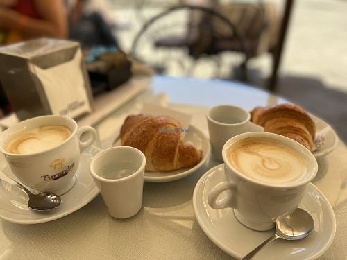 Vegan croissants and cappuccini di soia   at Caffeteria Turandot in Lucca