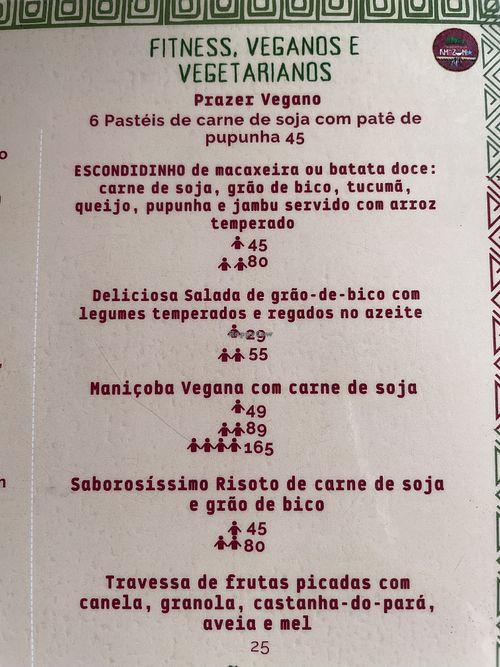 Vegan menu  at Restô Do Pará in Jijoca De Jericoacoara