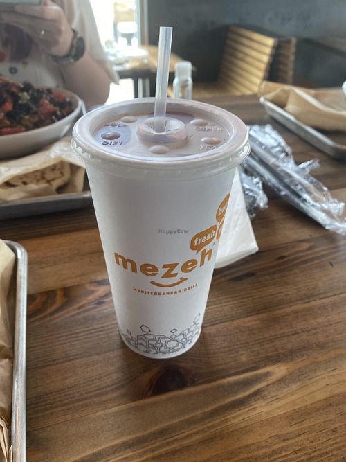 Vegan beverages, this one is strawberry lemonade  at Mezeh in Chesapeake City