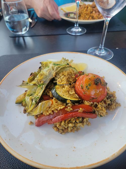 Vegetable paella at Alcanada 35 in Mallorca