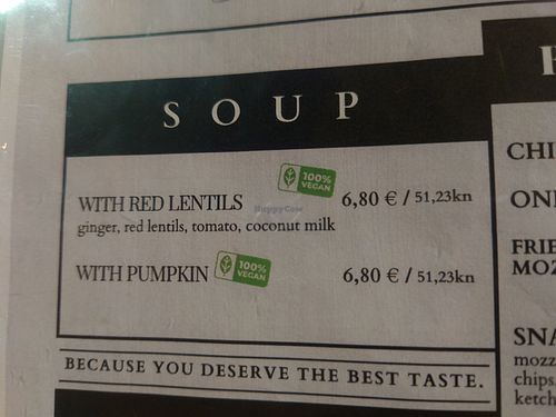 Menu - soups at Pivnica Cont in Rijeka