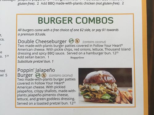 Burger combos at Native Foods in Costa Mesa