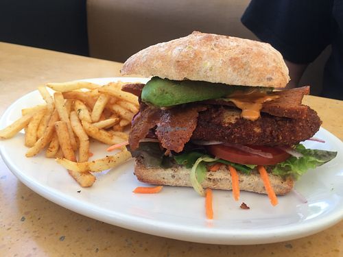 Popping jalapeño burger at Native Foods in Costa Mesa