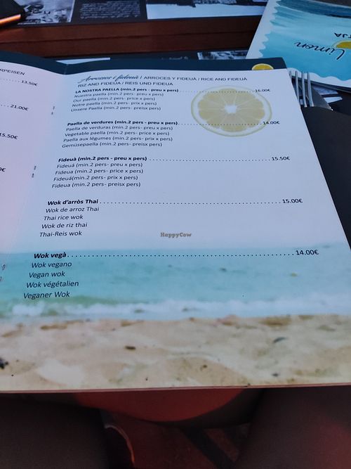 Carta amb wok vega at Puerto Limon in Palafrugell