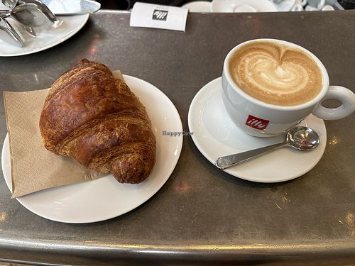 Vegan croissant and soy cappuccino  at Illy Caffè in Venice