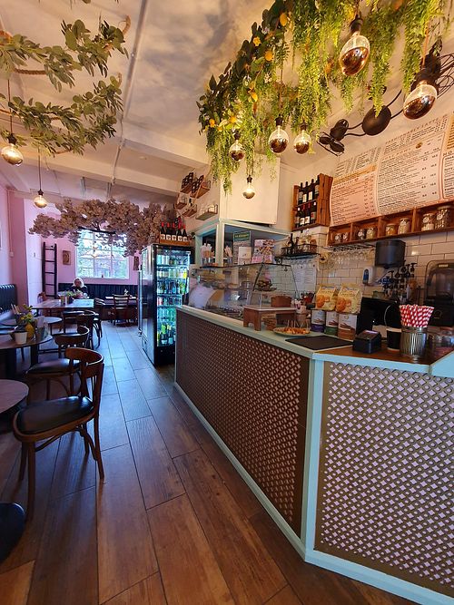 Interior at Elie's Cafe in North London
