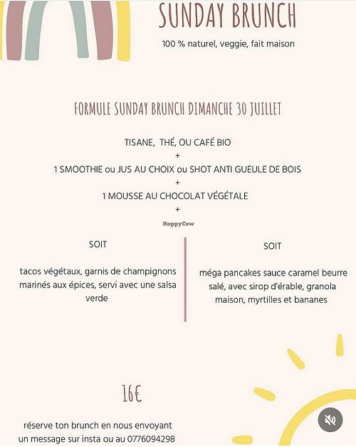 Brunch menu at Le Rainbowl in Saint-pierre-doleron