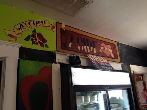 Lovely wall art (that's the closed dessert case) at Aside of Heart in Phoenix