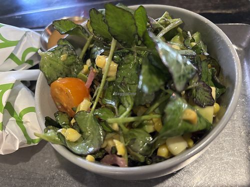 The corn salad from the “clean living” section of the menu is vegan, and includes avocado, tomato, & lime juice! (The esquites corn salad from the “sides” menu is not vegan at Blackie's in Smithfield